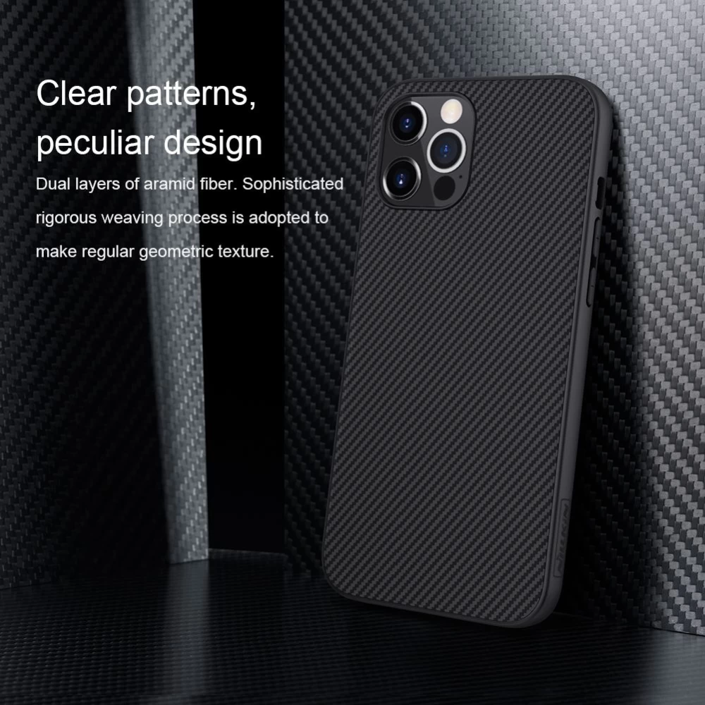 Apple iPhone 12 Pro Max suojakuori musta Nillkin Synthetic Fiber