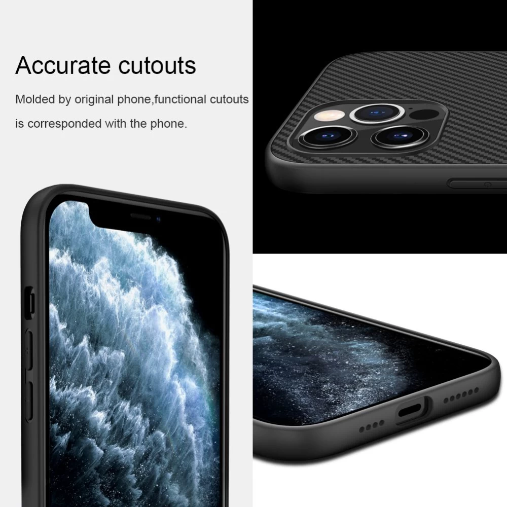 Apple iPhone 12 Pro Max suojakuori musta Nillkin Synthetic Fiber