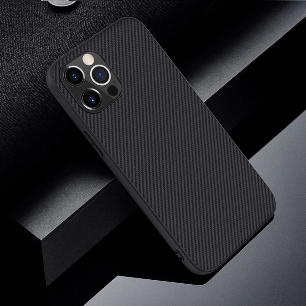 Apple iPhone 12 Pro Max suojakuori musta Nillkin Synthetic Fiber
