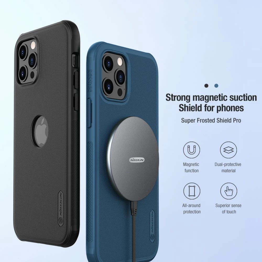 Apple iPhone 12 Pro Max suojakuori musta Nillkin Super Frosted Shield Magnetic