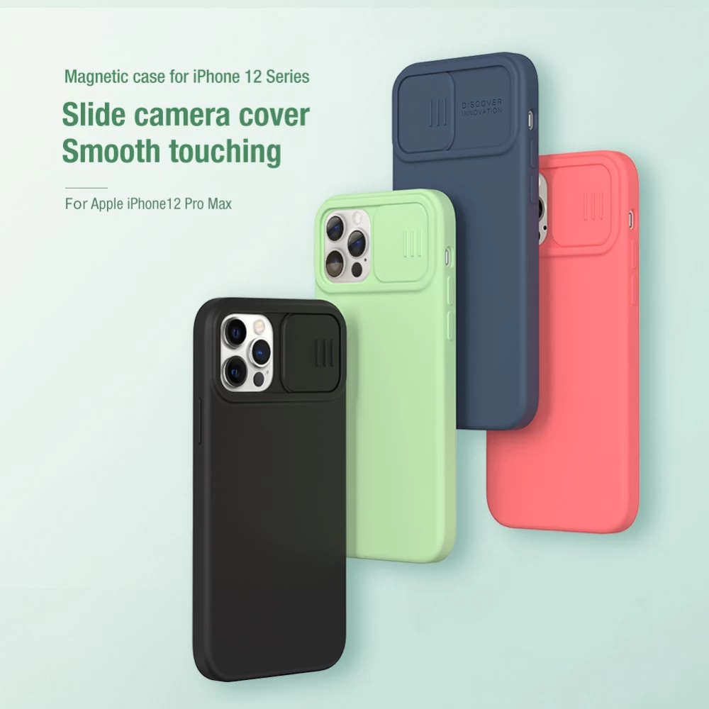 Apple iPhone 12 Pro Max suojakuori vihreä Nillkin CamShield Silky Magnetic Silicon