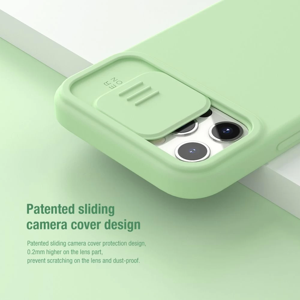 Apple iPhone 12 Pro Max suojakuori vihreä Nillkin CamShield Silky Magnetic Silicon