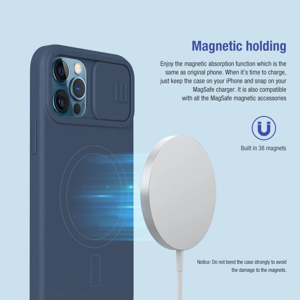 Apple iPhone 12 Pro Max suojakuori vihreä Nillkin CamShield Silky Magnetic Silicon