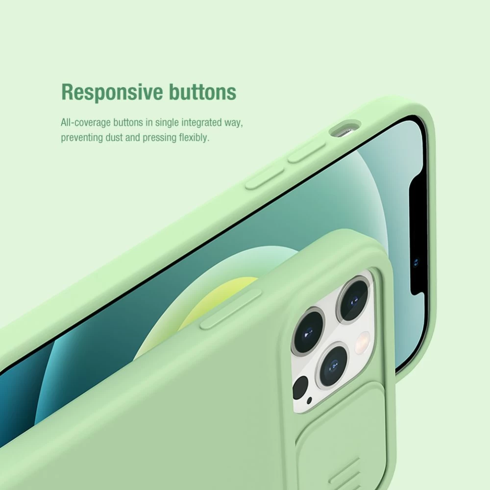 Apple iPhone 12 Pro Max suojakuori vihreä Nillkin CamShield Silky Magnetic Silicon