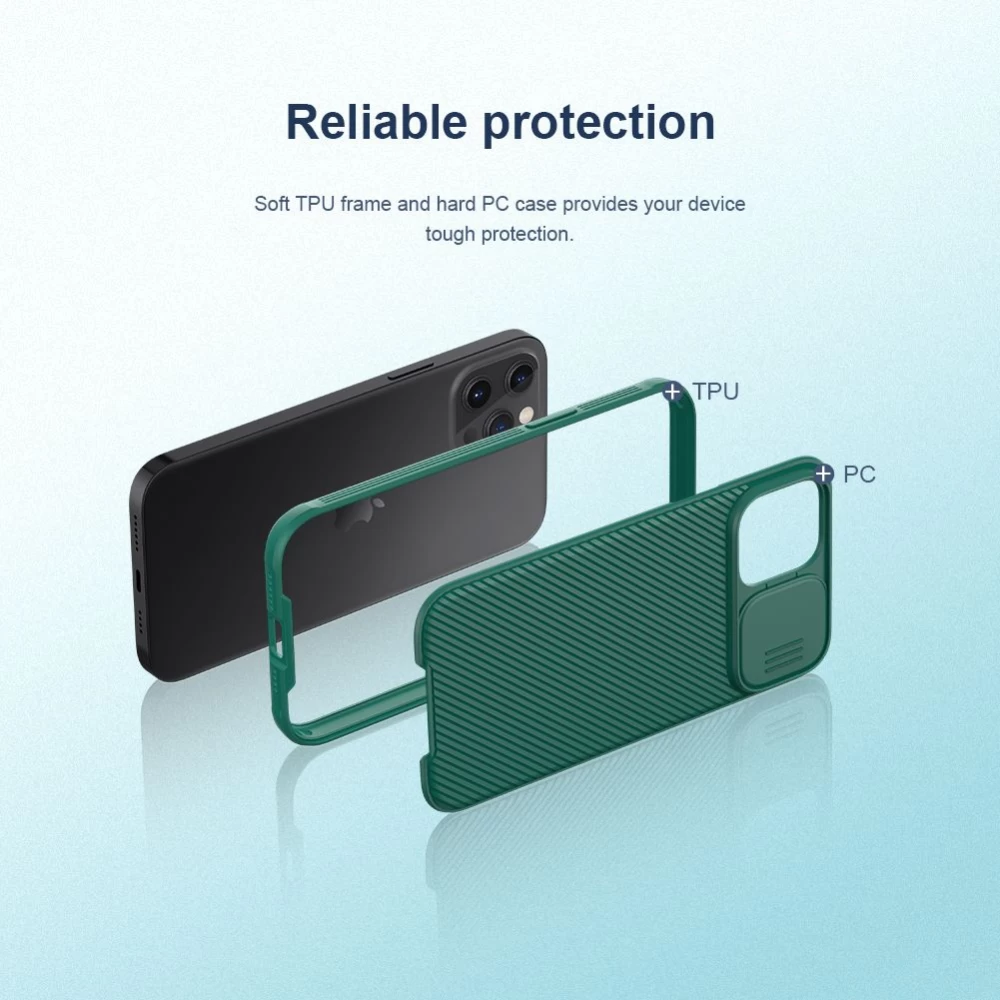Apple iPhone 12 Pro Max suojakuori sininen Nillkin CamShield PRO 