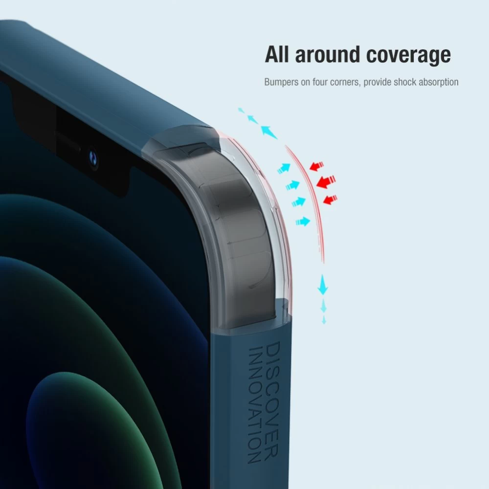 Apple iPhone 12 Pro Max suojakuori sininen Nillkin Super Frosted Shield Magnetic 