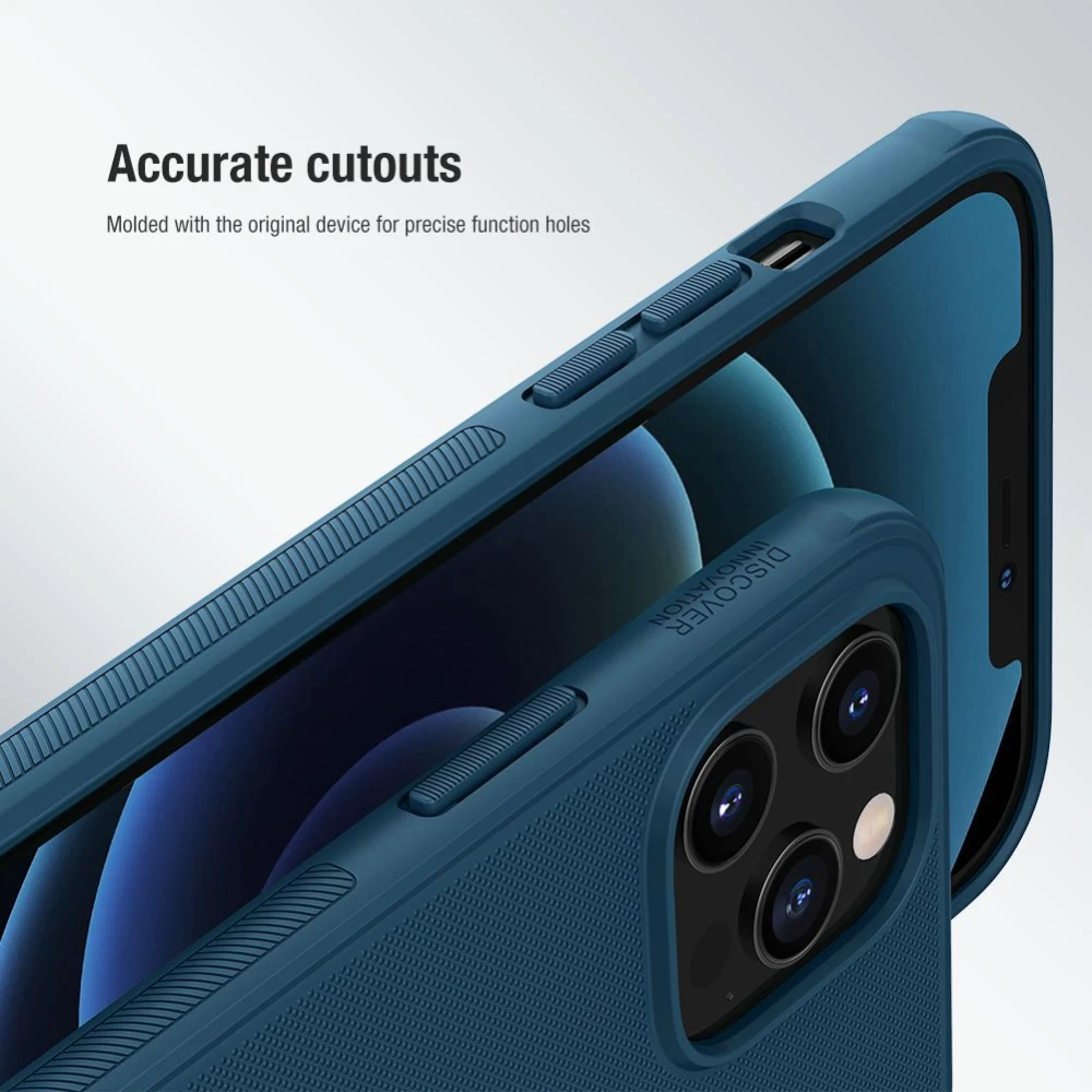 Apple iPhone 12 Pro Max suojakuori sininen Nillkin Super Frosted Shield Magnetic 