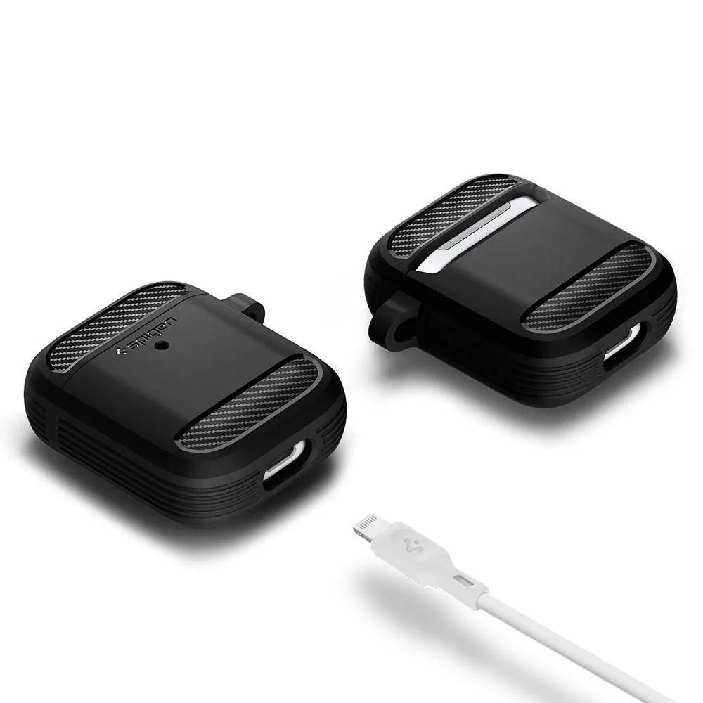 Apple AirPods telefona vāciņš melns SPIGEN RUGGED ARMOR