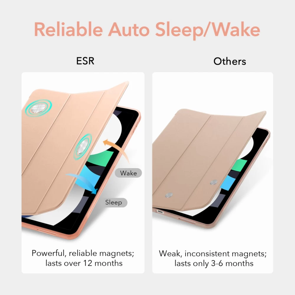 Apple iPad Air 4 (2020) tablet suojakuori, suojakotelo pinkki ESR Rebound Slim