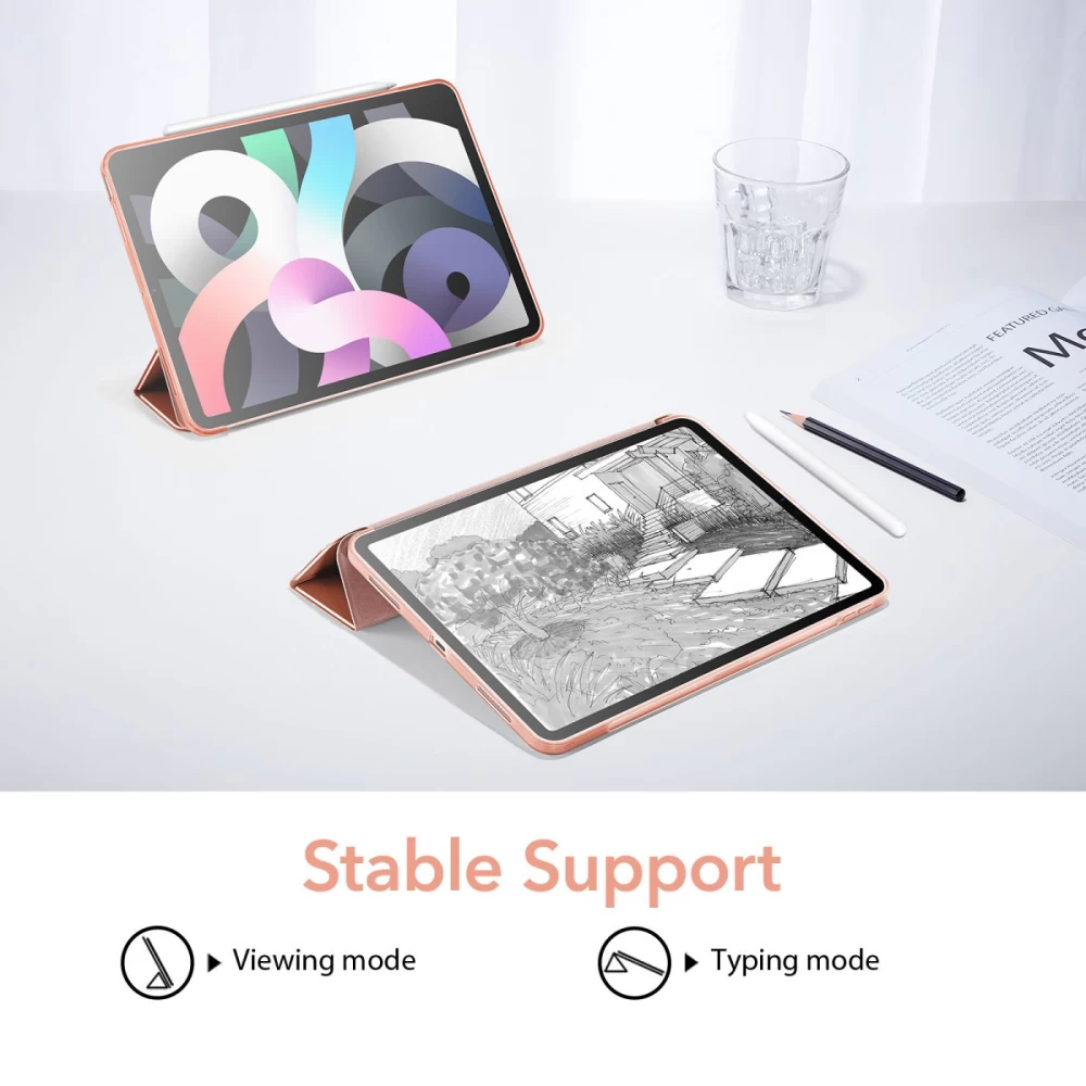 Apple iPad Air 4 (2020) tablet suojakuori, suojakotelo pinkki ESR Rebound Slim