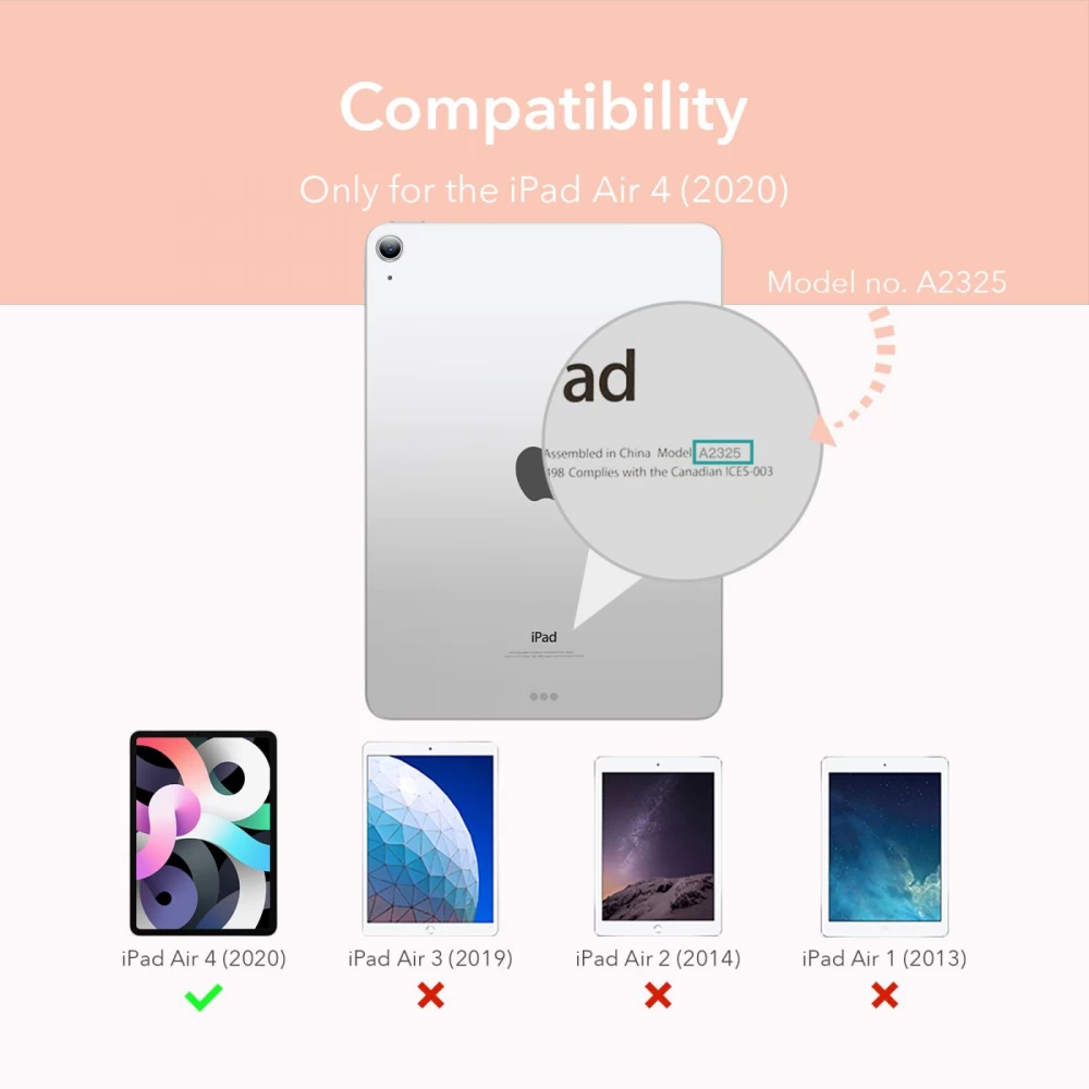 Apple iPad Air 4 (2020) tablet suojakuori, suojakotelo pinkki ESR Rebound Slim