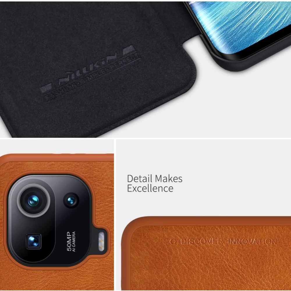 Xiaomi Mi 11 Pro maciņš melns Nillkin Qin Leather