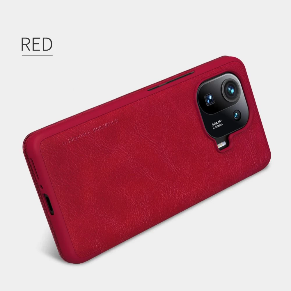 Xiaomi Mi 11 Pro maciņš sarkans Nillkin Qin Leather