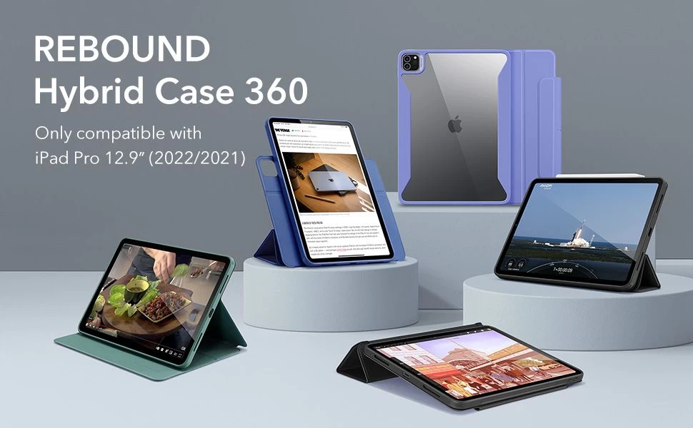 Apple iPad Pro 12.9 (2021) tablet skal, fodral svart ESR REBOUND HYBRID