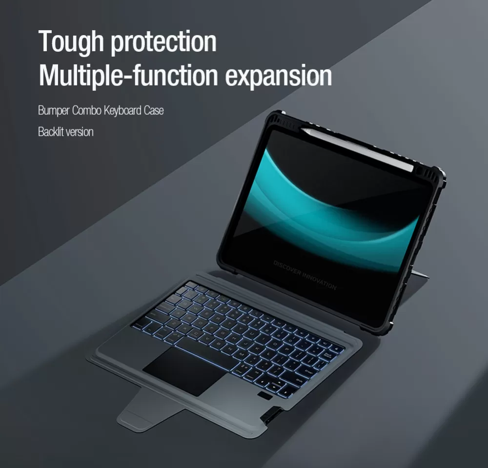 Apple iPad 10.2 8th Gen (2020) tablet case black NILLKIN BUMPER COMBO KEYBOARD (BACKLIT VERSION)