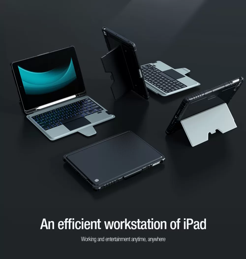 Apple iPad 10.2 8th Gen (2020) tablet case black NILLKIN BUMPER COMBO KEYBOARD (BACKLIT VERSION)