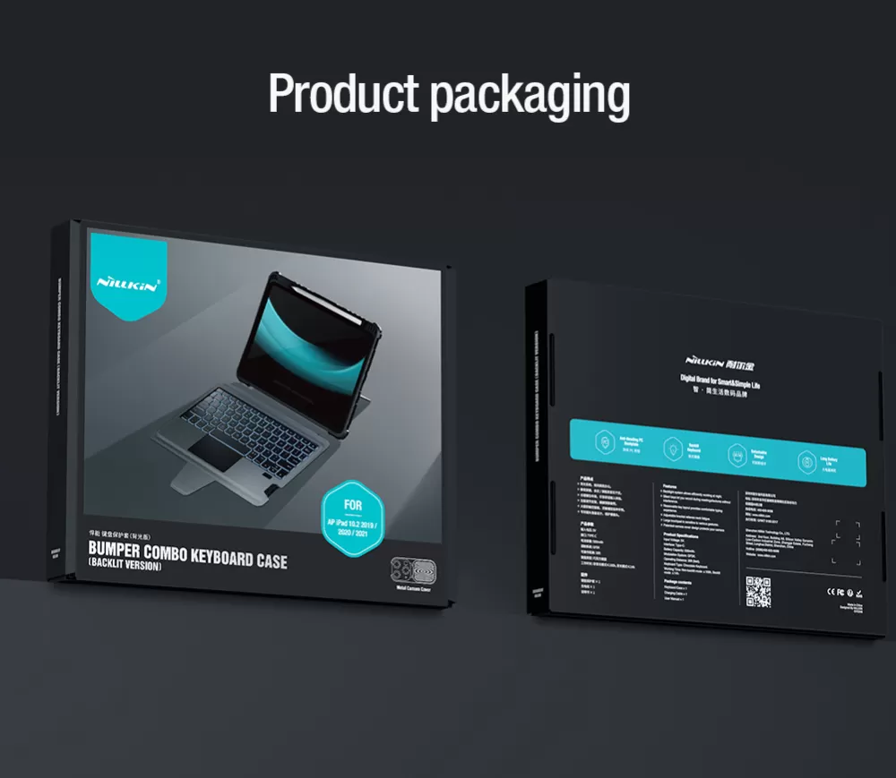 Apple iPad 10.2 8th Gen (2020) tablet case black NILLKIN BUMPER COMBO KEYBOARD (BACKLIT VERSION)