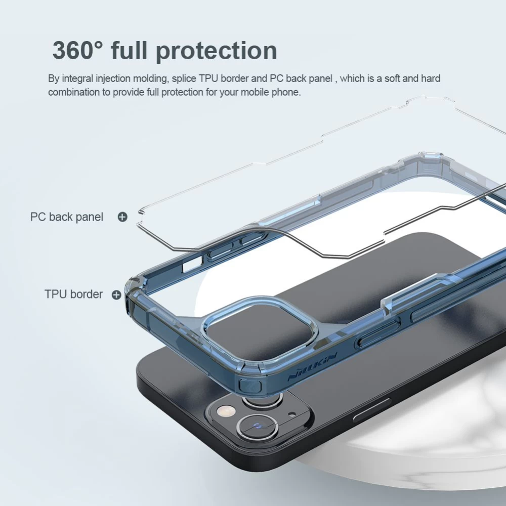 Apple iPhone 13 suojakuori läpinäkyvä sininen Nillkin TPU PRO