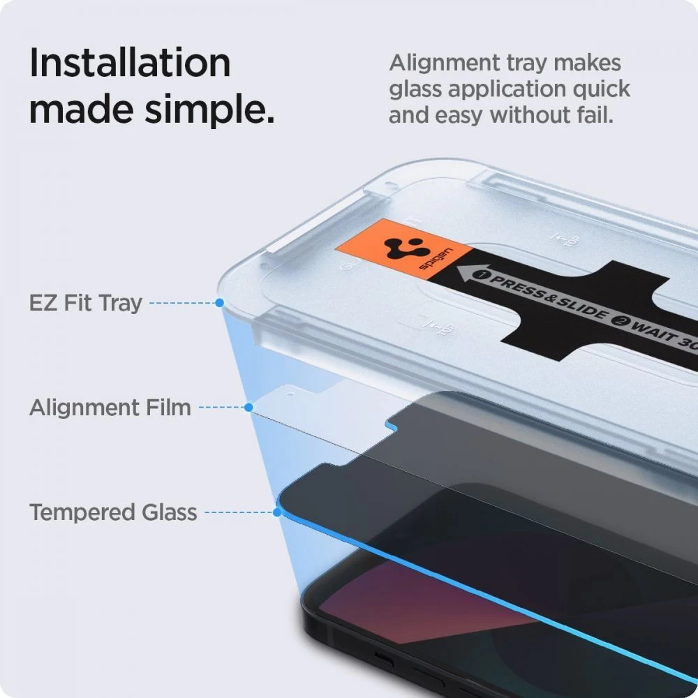 Apple iPhone 13 panssarilasi  SPIGEN GLAS.TR ”EZ FIT” PRIVACY 2-PACK