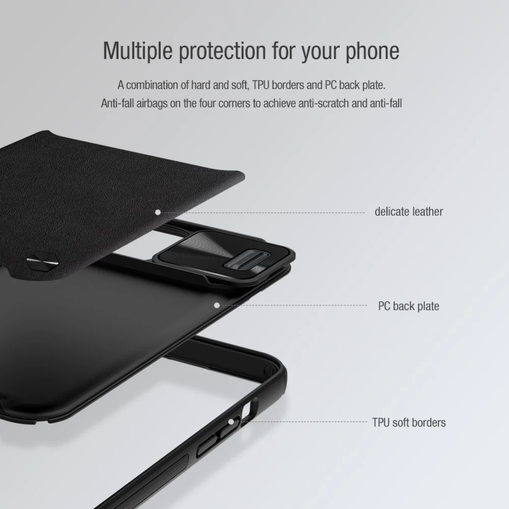 Apple iPhone 13 Pro skal svart Nillkin CamShield Leather