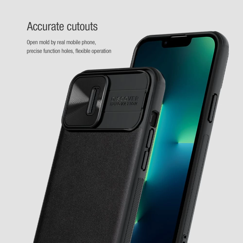 Apple iPhone 13 Pro skal svart Nillkin CamShield Leather