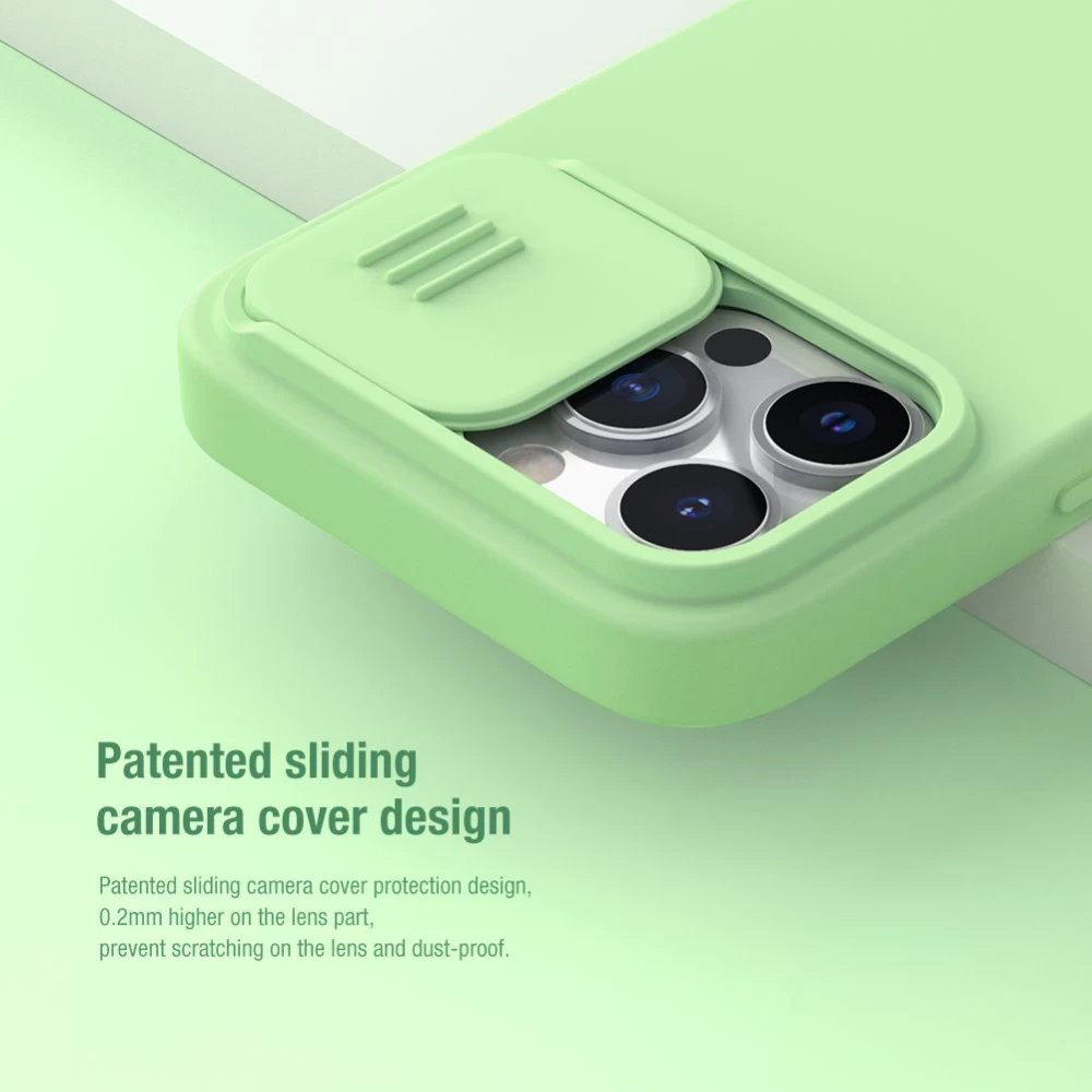 Apple iPhone 13 Pro skal grön Nillkin CamShield Silky Silicon