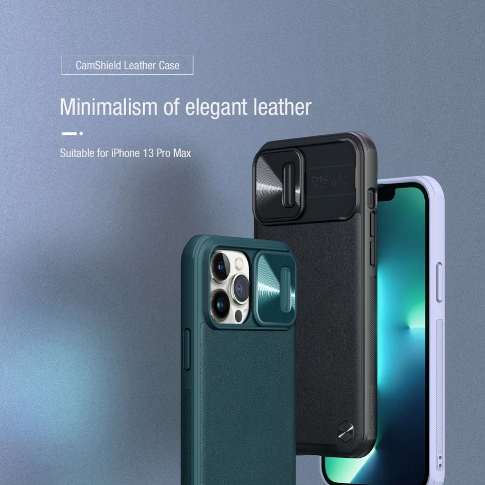 Apple iPhone 13 Pro Max skal svart Nillkin CamShield Leather
