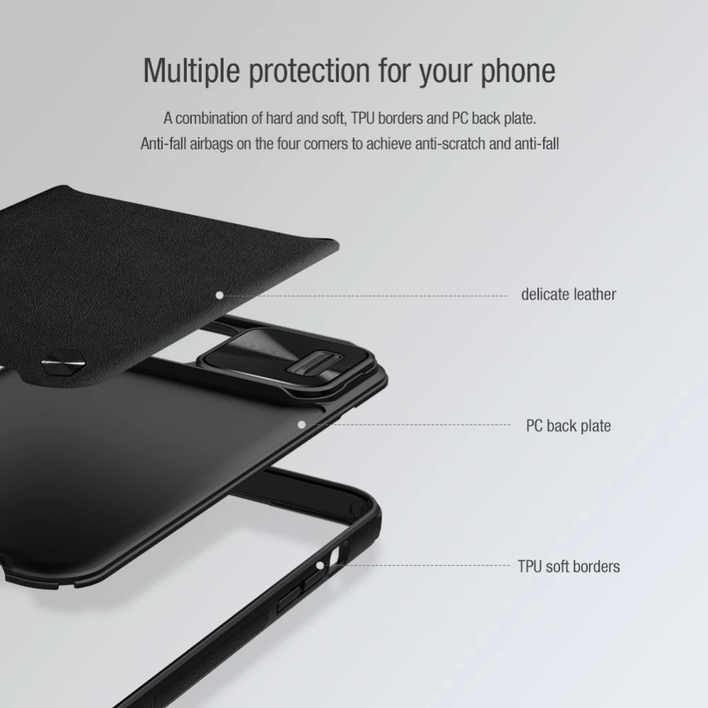 Apple iPhone 13 Pro Max skal svart Nillkin CamShield Leather