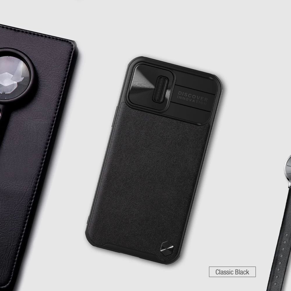 Apple iPhone 13 Pro Max skal svart Nillkin CamShield Leather