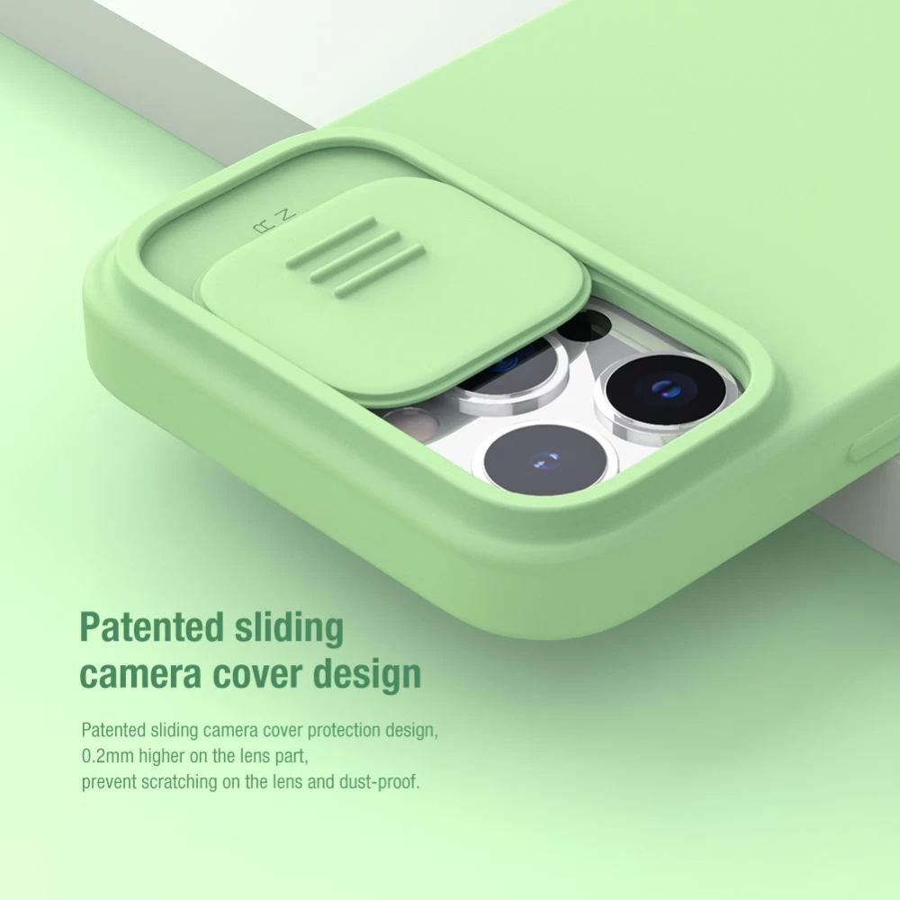 Apple iPhone 13 Pro Max case green Nillkin CamShield Silky Silicon