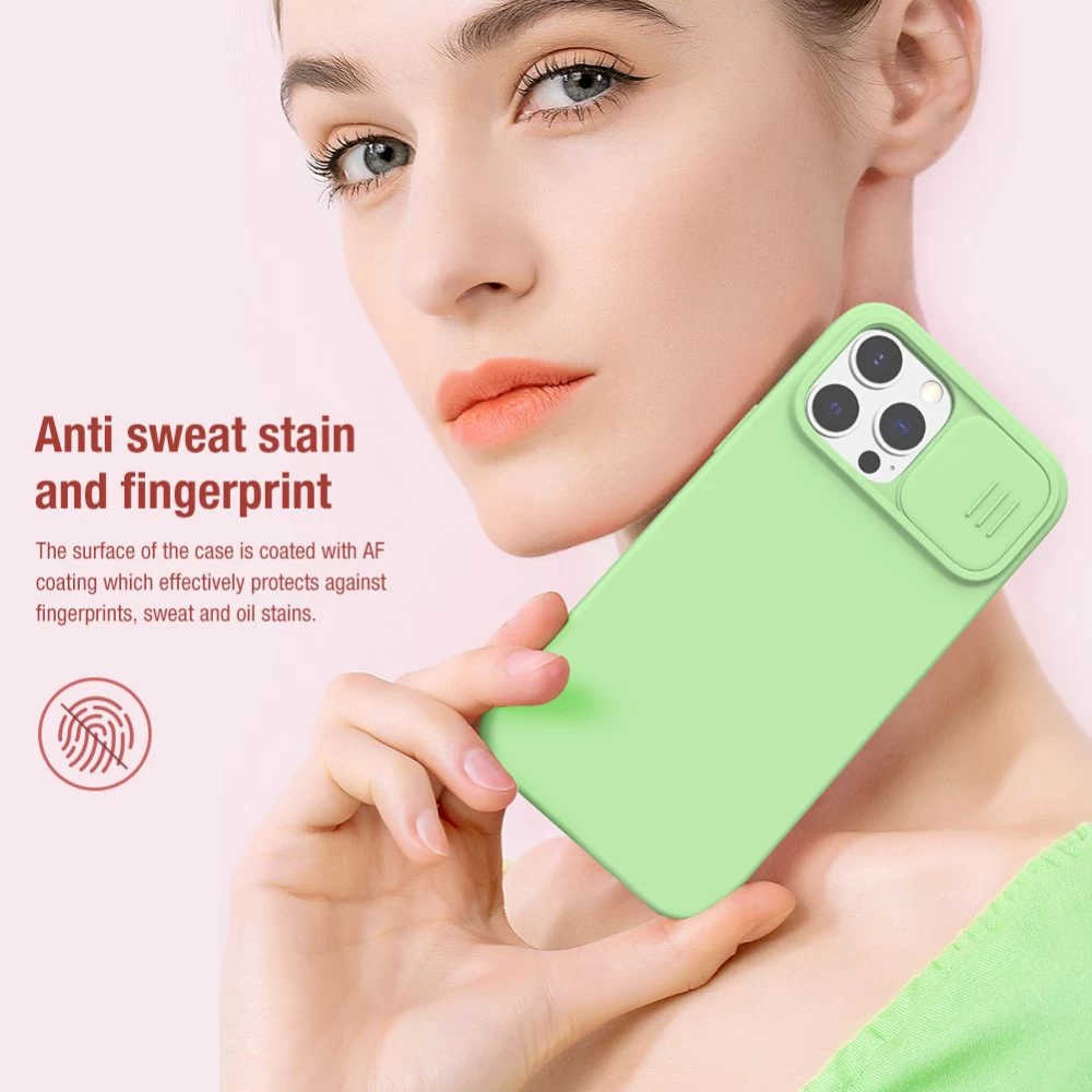 Apple iPhone 13 Pro Max case green Nillkin CamShield Silky Magnetic Silicon
