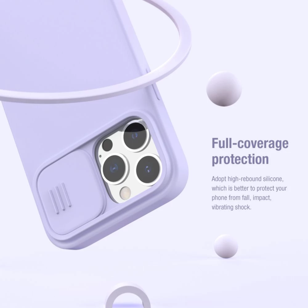 Apple iPhone 13 Pro Max skal blå Nillkin CamShield Silky Magnetic Silicon