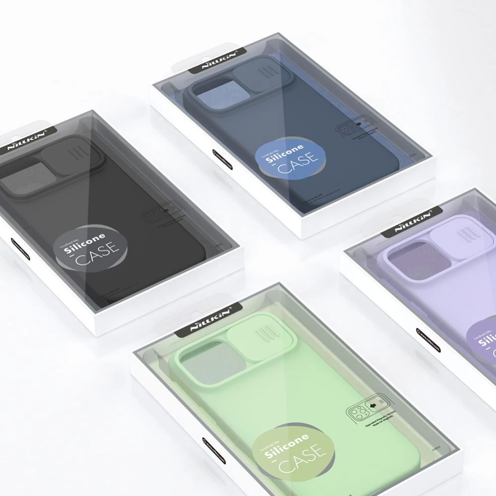 Apple iPhone 13 Pro Max skal blå Nillkin CamShield Silky Magnetic Silicon