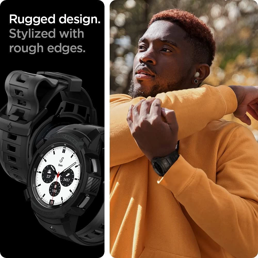 Samsung Galaxy Watch 4  melns SPIGEN Rugged Armor Pro Classic 46mm