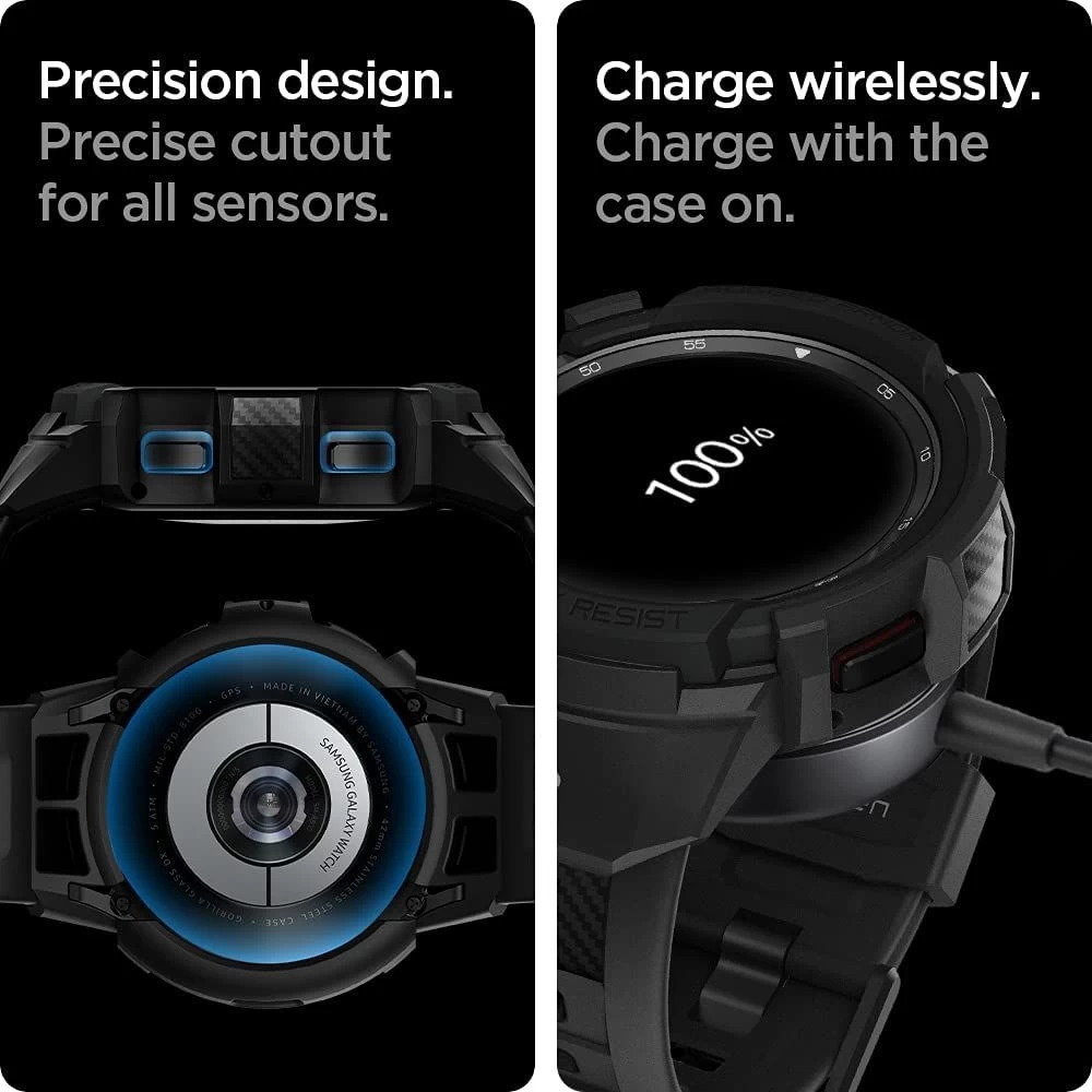 Samsung Galaxy Watch 4  melns SPIGEN Rugged Armor Pro Classic 46mm