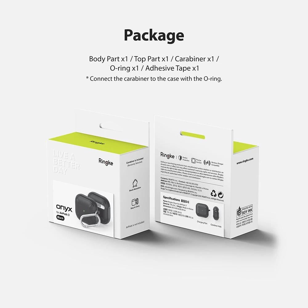 Apple AirPods 3 suojakotelo musta RINGKE Onyx Airpods