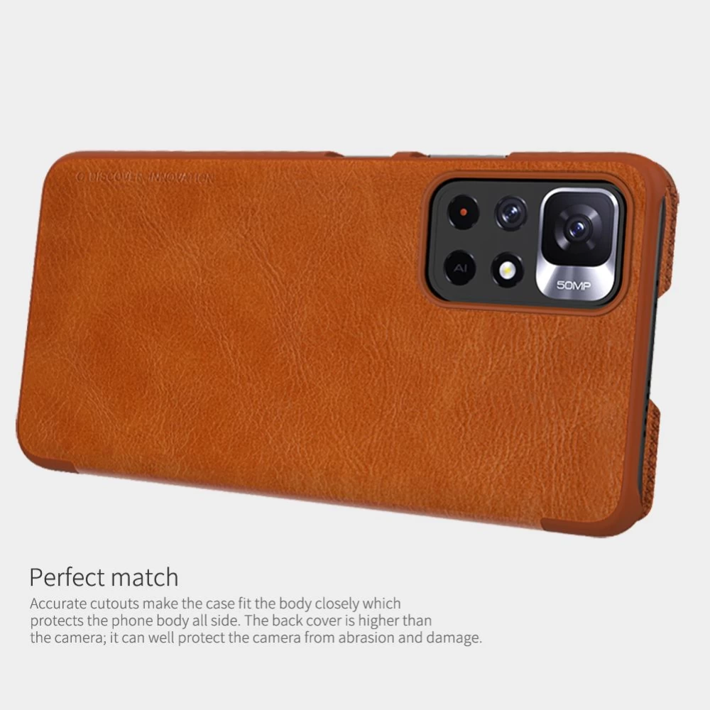 Xiaomi RedMi Note 11 5G maciņš melns Qin Leather Redmi