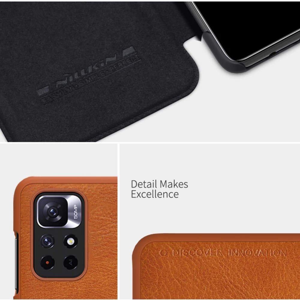 Xiaomi RedMi Note 11 5G maciņš melns Qin Leather Redmi