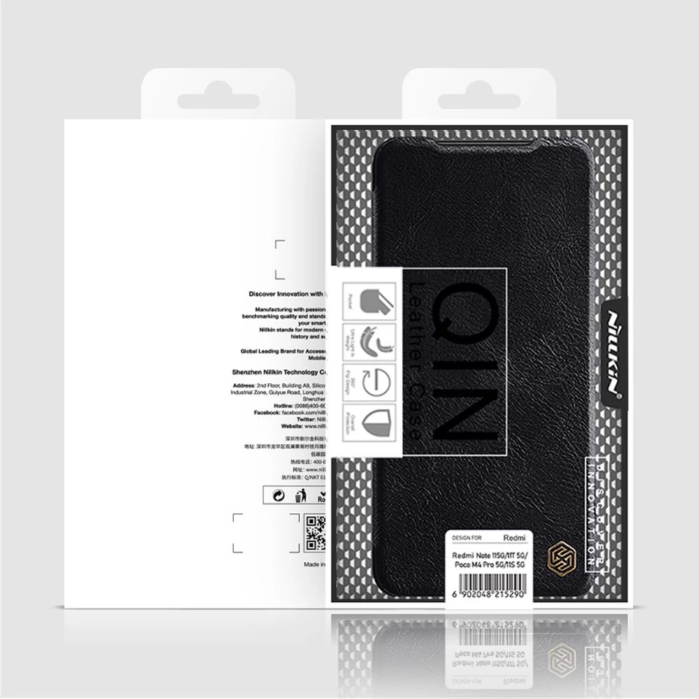 Xiaomi RedMi Note 11 5G maciņš melns Qin Leather Redmi