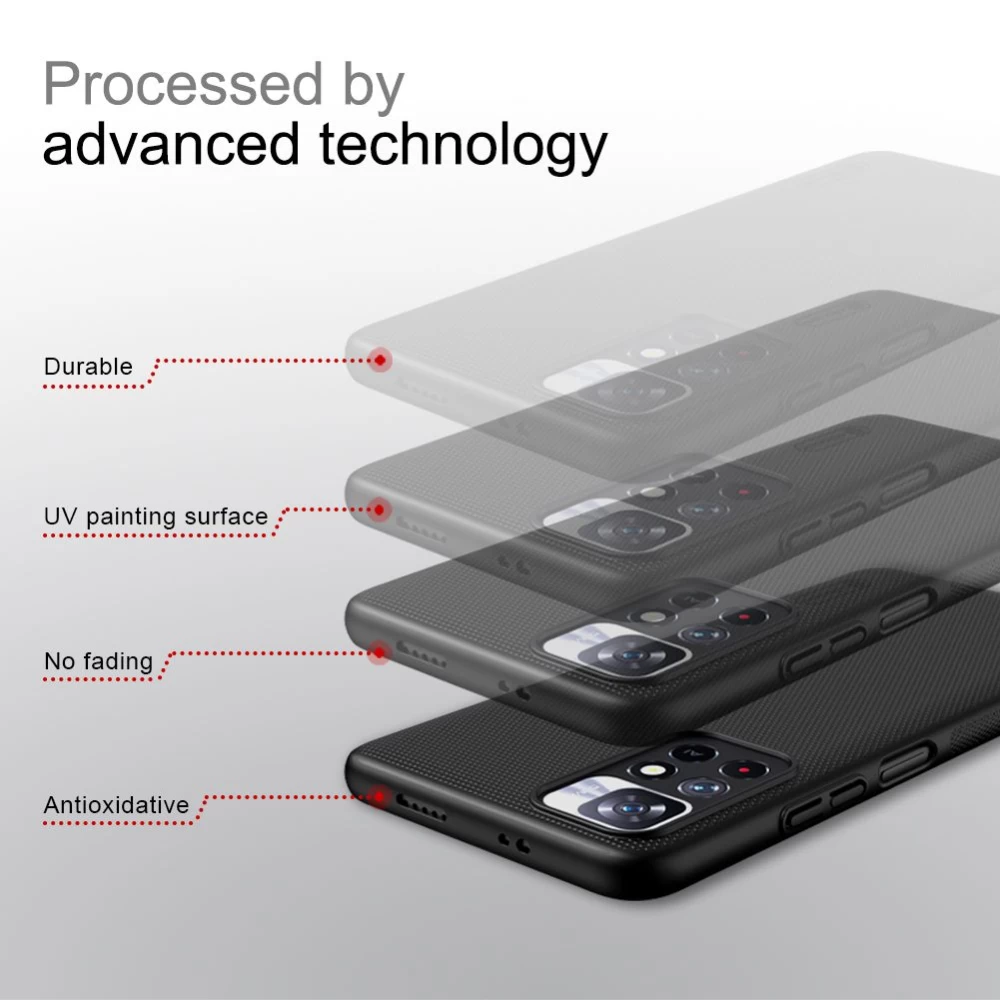 Xiaomi RedMi Note 11 5G vāciņš sarkans Nillkin Super Frosted Shield