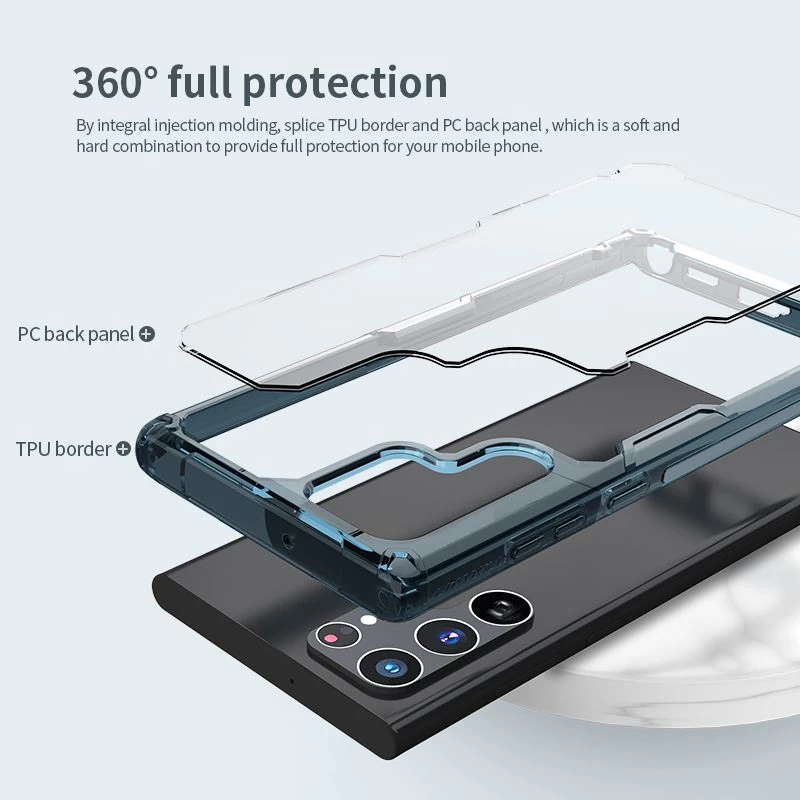 Samsung Galaxy S22 Ultra skal genomskinlig blå Nillkin TPU PRO