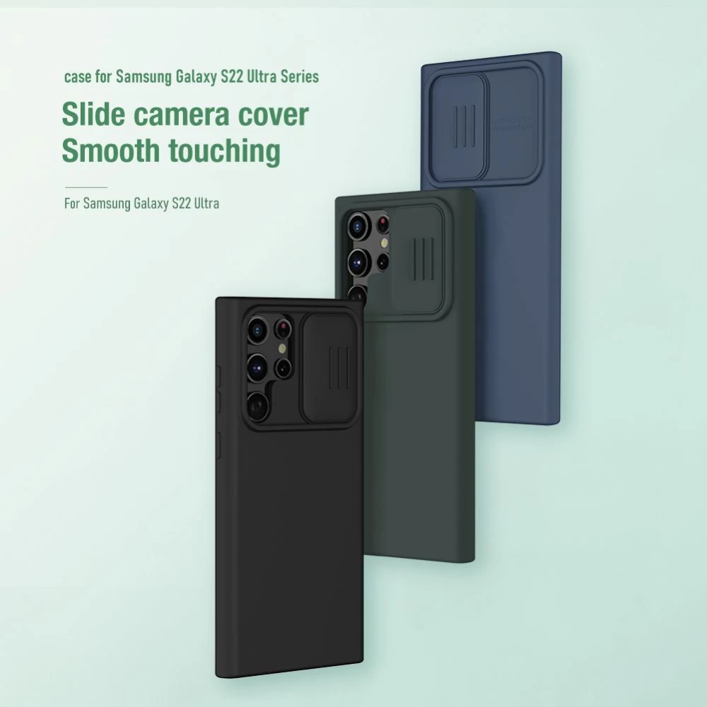 Samsung Galaxy S22 Ultra vāciņš zils Nillkin CamShield Silky Silicon