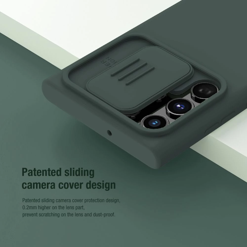 Samsung Galaxy S22 Ultra vāciņš zils Nillkin CamShield Silky Silicon