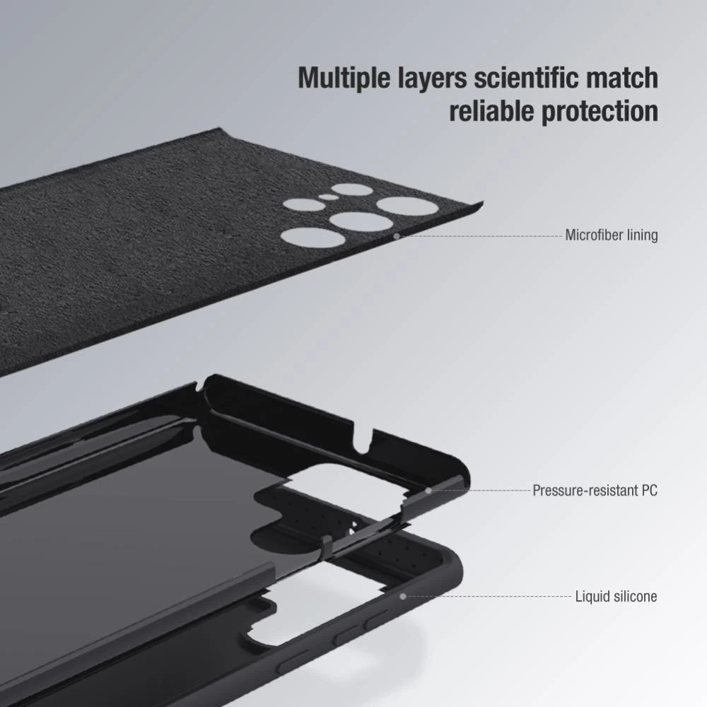 Samsung Galaxy S22 Ultra vāciņš zils Nillkin CamShield Silky Silicon