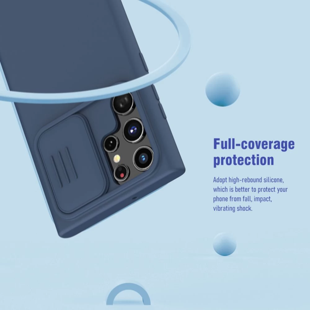 Samsung Galaxy S22 Ultra vāciņš zils Nillkin CamShield Silky Silicon