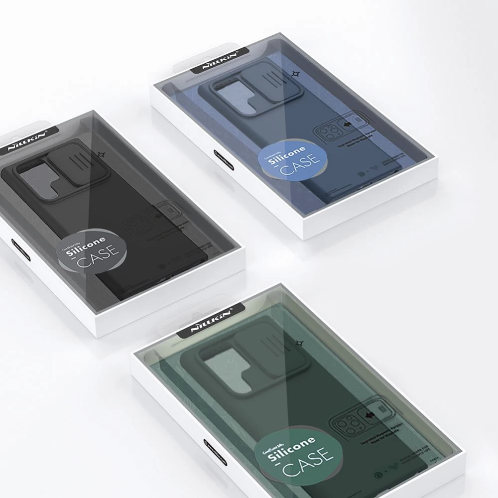 Samsung Galaxy S22 Ultra vāciņš zils Nillkin CamShield Silky Silicon