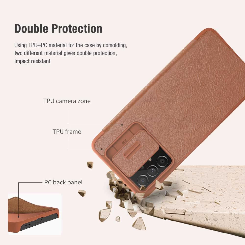 Samsung Galaxy A73 5G maciņš brūns Nillkin Qin Leather  Pro