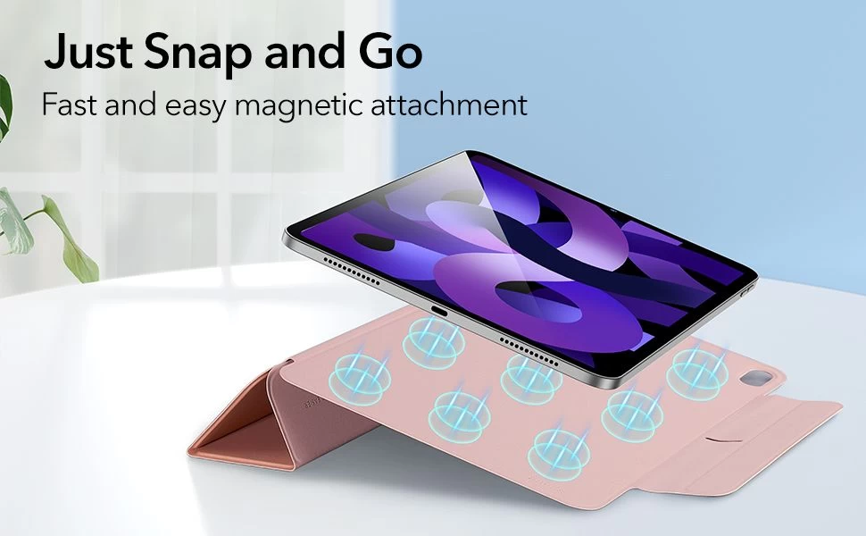 Apple iPad Air 5 (2022) tablet skal, fodral rosa ESR Rebound Magnetic