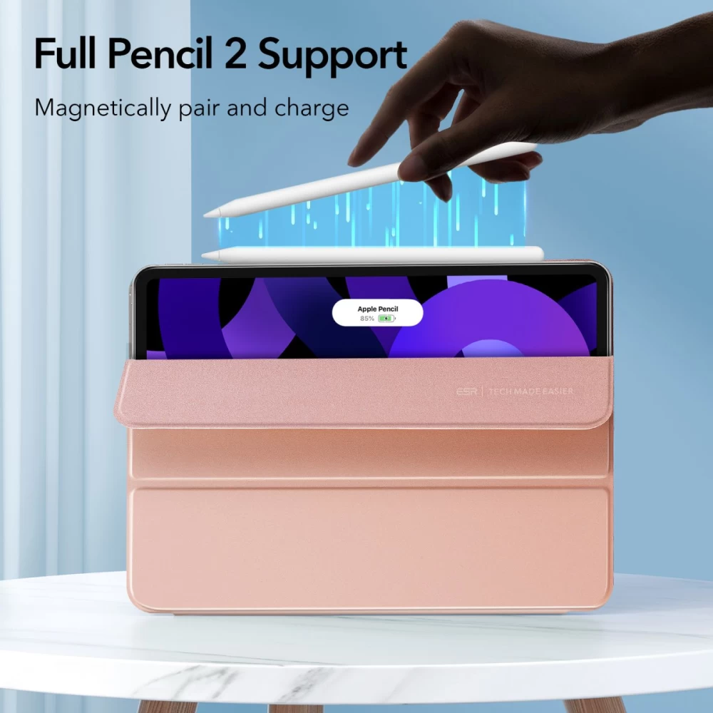 Apple iPad Air 5 (2022) tablet skal, fodral rosa ESR Rebound Magnetic