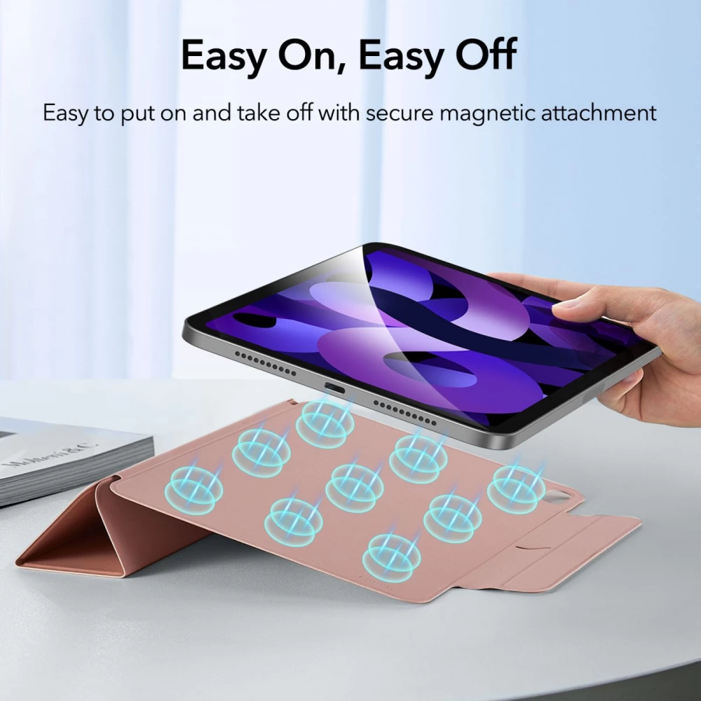 Apple iPad Air 5 (2022) tablet skal, fodral rosa ESR Rebound Magnetic